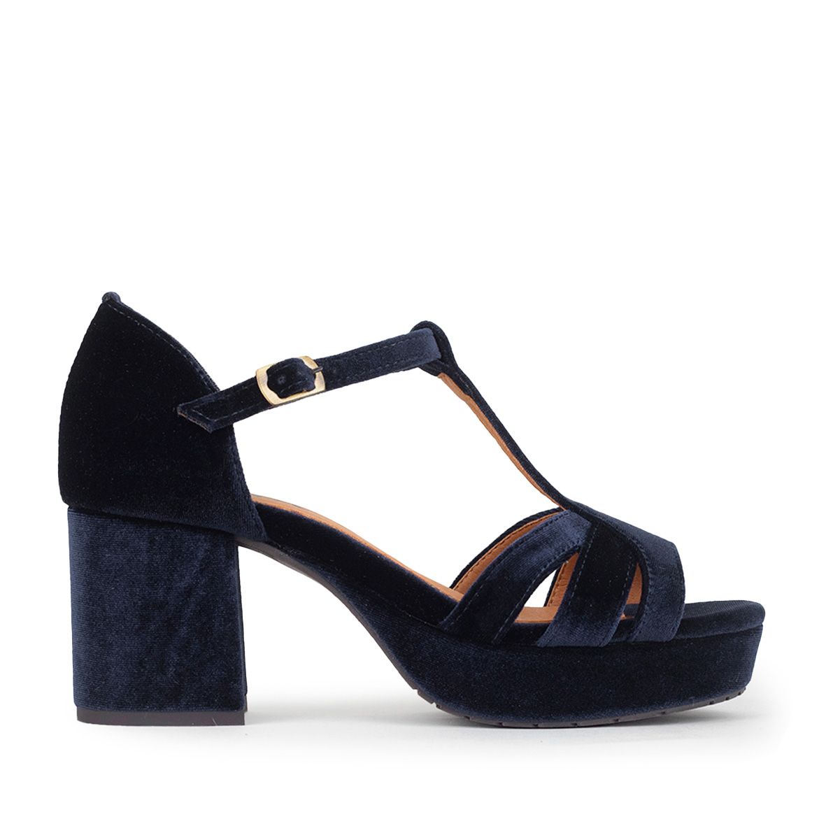 Sample - Cam Velvet Navy - Size 37 UK4 Mid Sandal by Esska