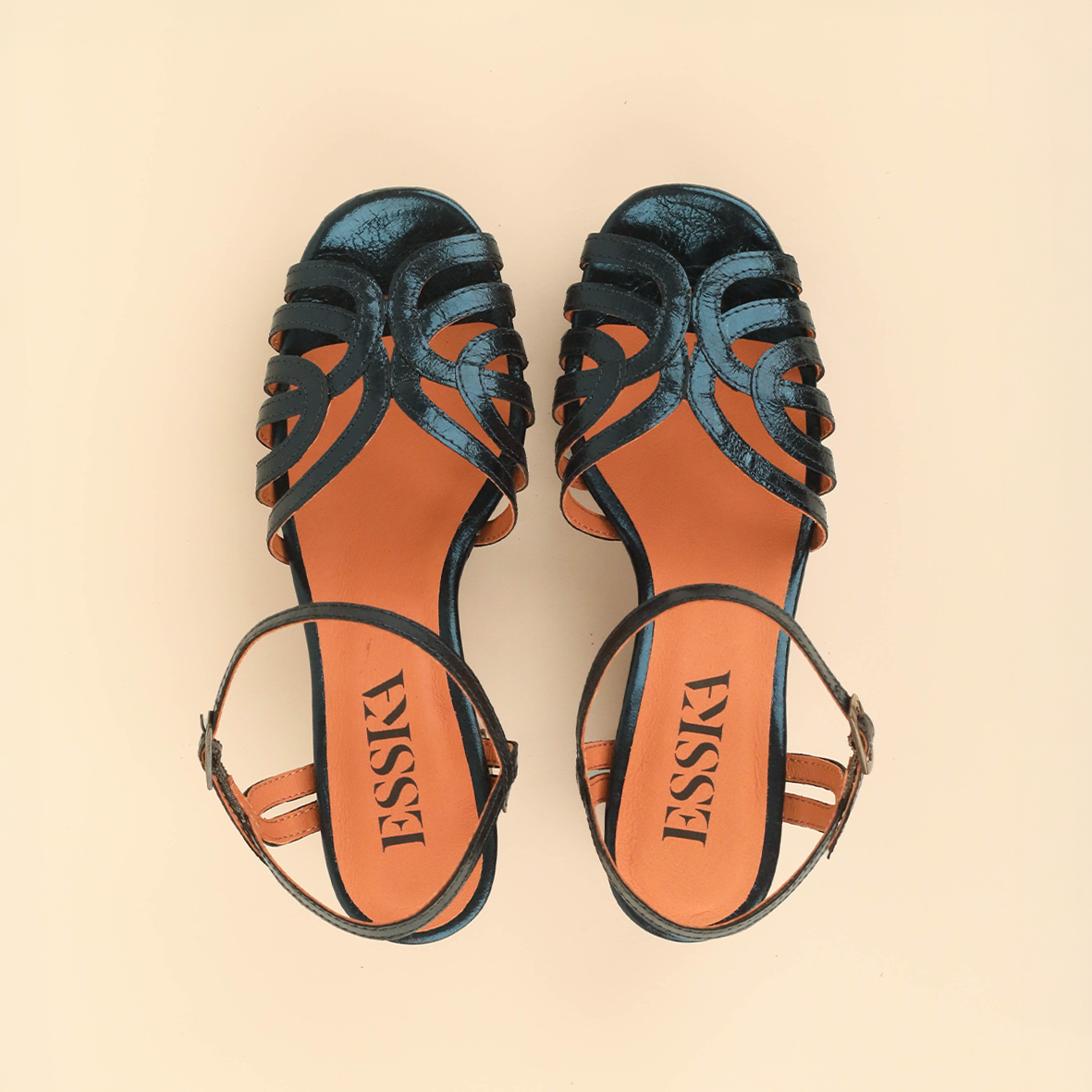Capricorn Metallic Teal Mid Sandal by Esska