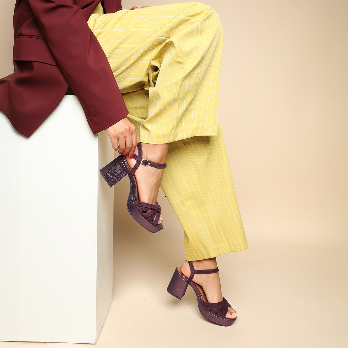 Casey Suede Burgundy Mid Sandal by Esska Shoes Ltd