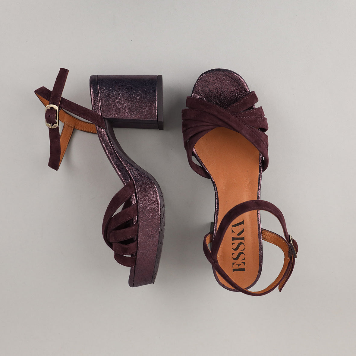 Casey Suede Burgundy Mid Sandal by Esska Shoes Ltd
