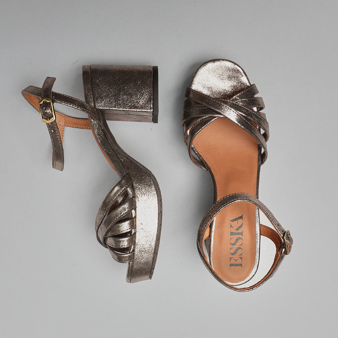 Casey Metallic Iron Mid Sandal by Esska Shoes Ltd