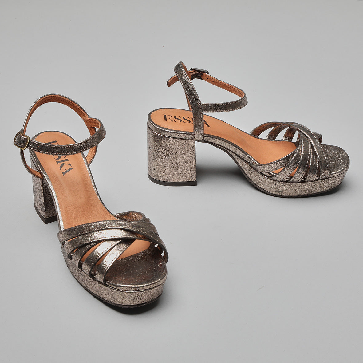 Casey Metallic Iron Mid Sandal by Esska Shoes Ltd