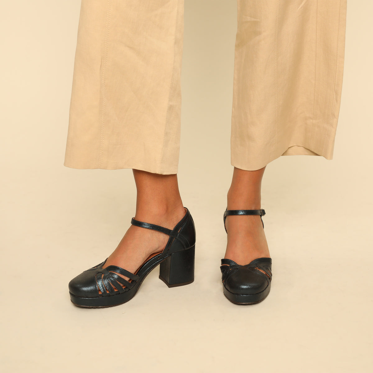 Cecily Metallic Teal Mid Shoe by Esska