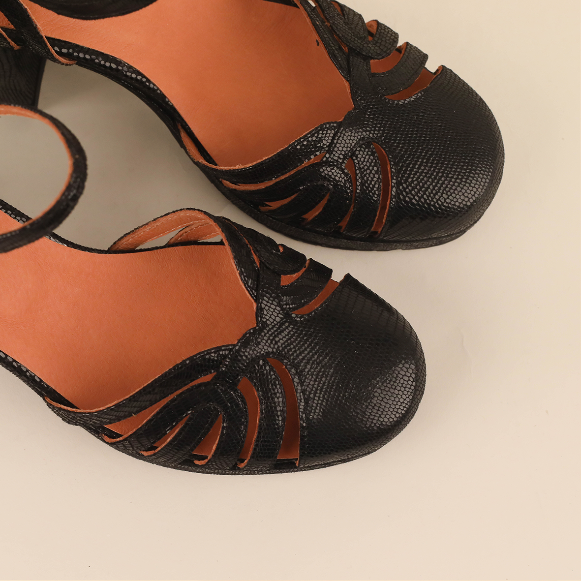 Cecily Metallic Black Mid Shoe by Esska