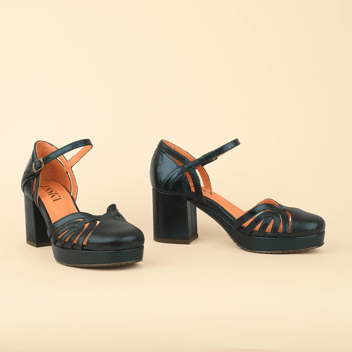 Cecily Metallic Teal Mid Shoe by Esska