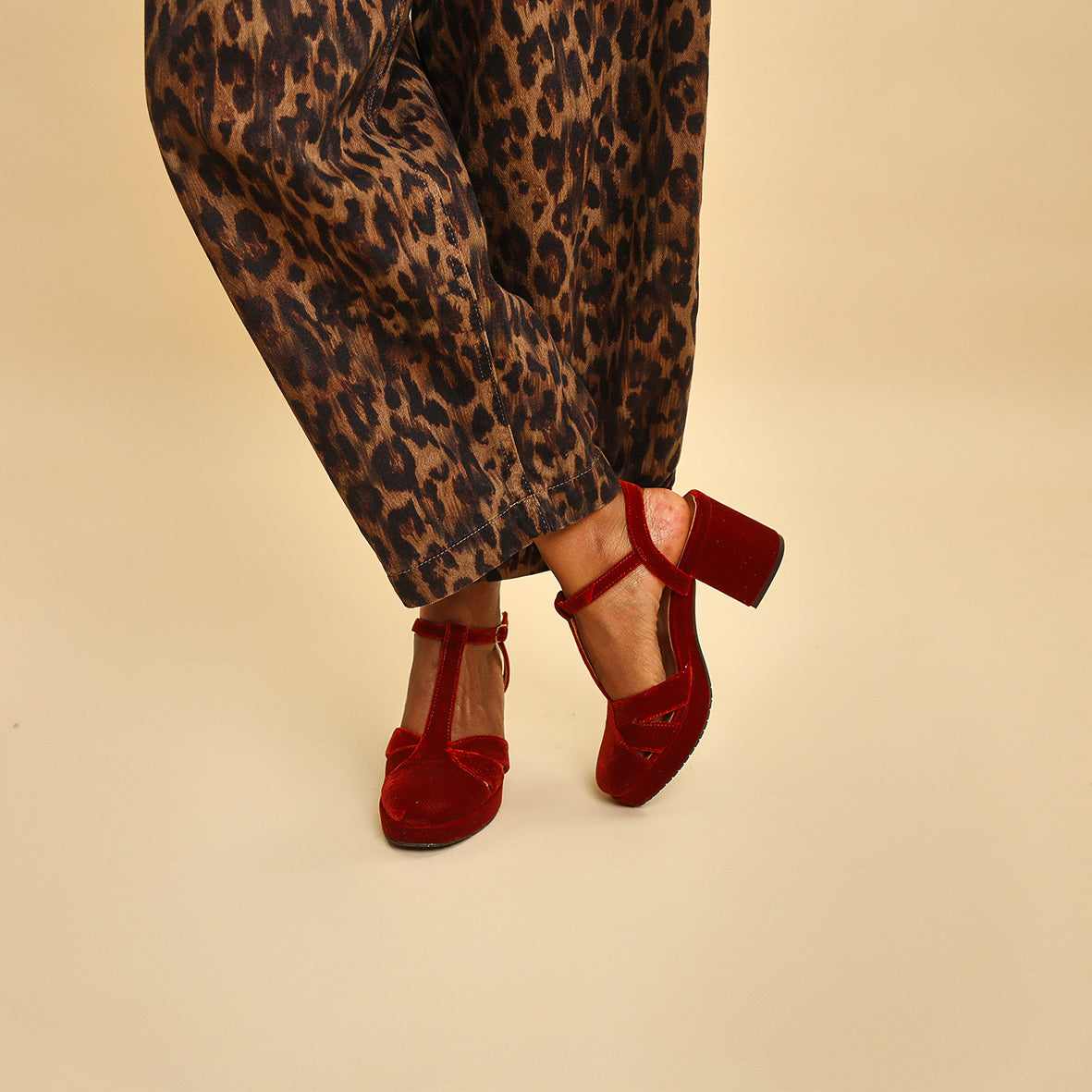 Celeste Velvet Burnt Orange Mid Shoe by Esska Shoes Ltd