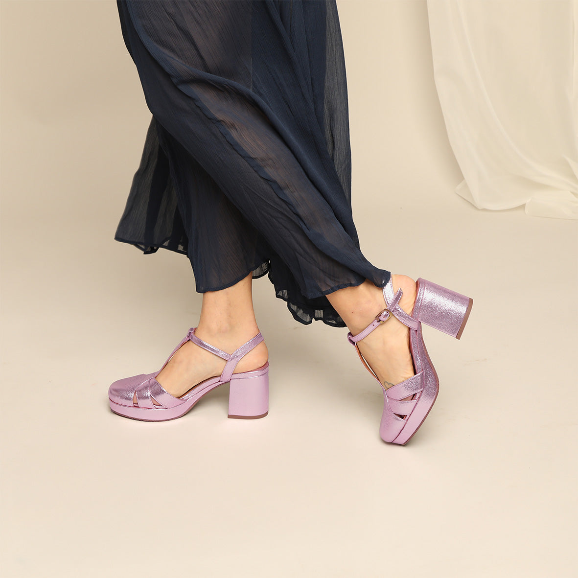Celeste Metallic Lilac Mid Shoe by Esska Shoes Ltd