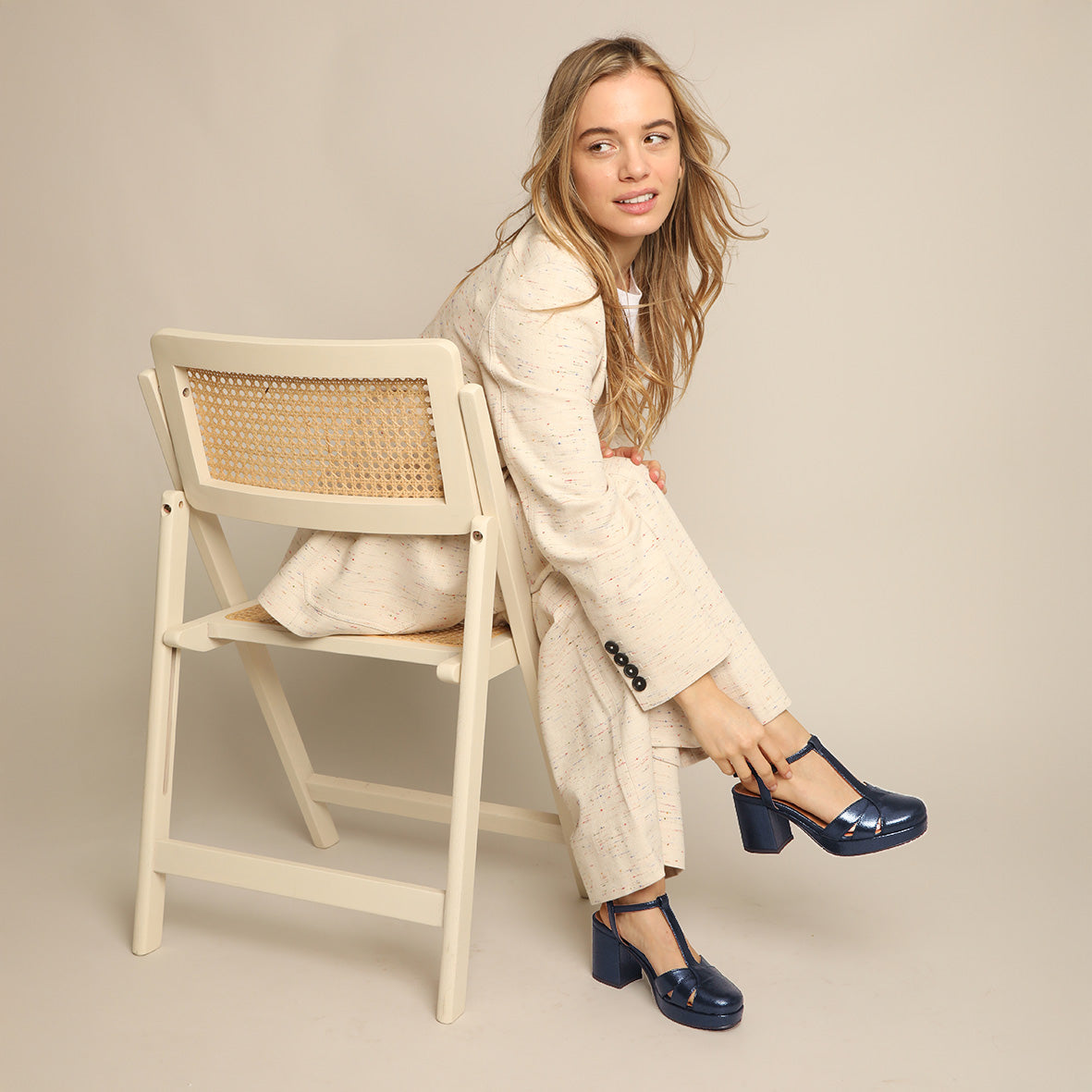 Celeste Vegan Metallic Navy Mid Shoe by Esska Shoes Ltd