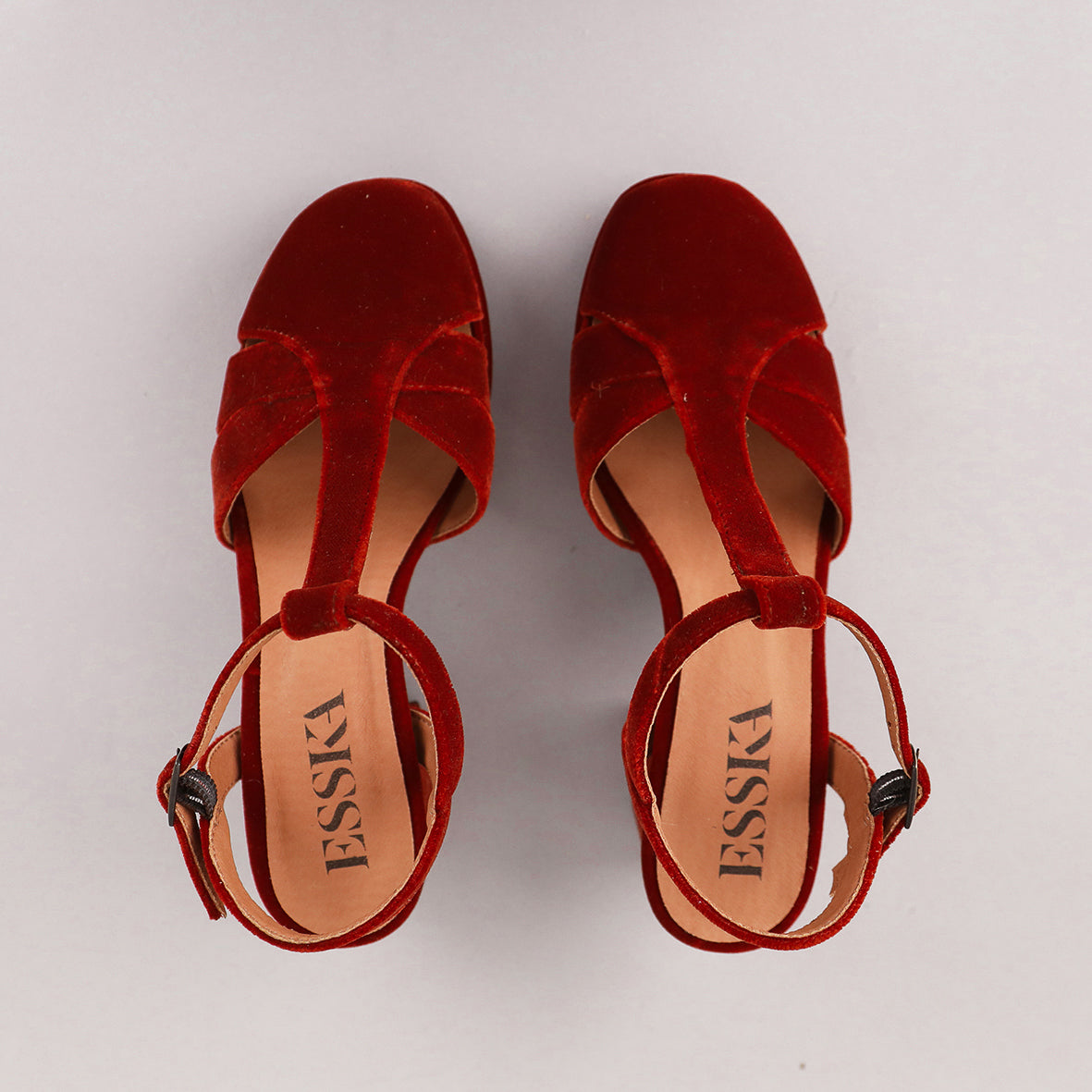 Celeste Velvet Burnt Orange Mid Shoe by Esska Shoes Ltd