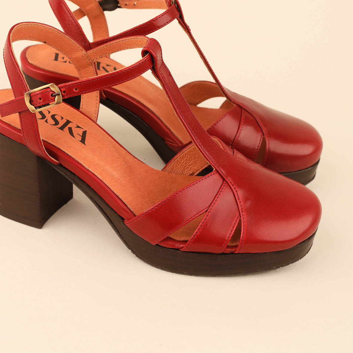 Celeste Red Brick Mid Shoe by Esska