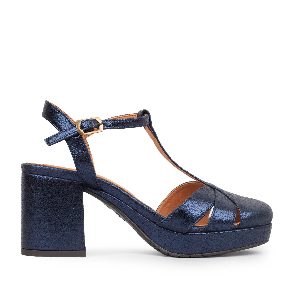 Celeste Vegan Metallic Navy Mid Shoe by Esska Shoes Ltd