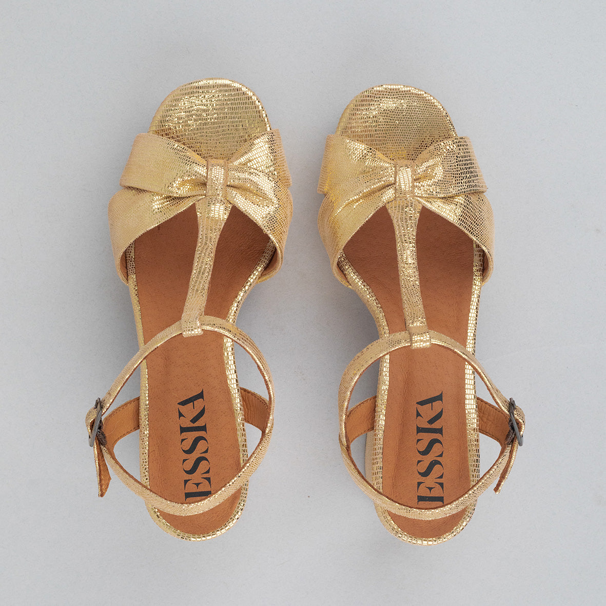 Celia WIDE Gold Mid Sandal by Esska