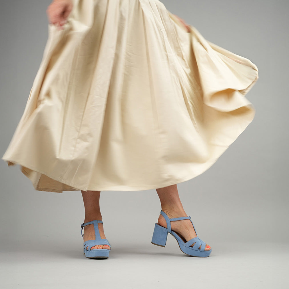 Charlie Blue Mid Sandal by Esska Shoes Ltd