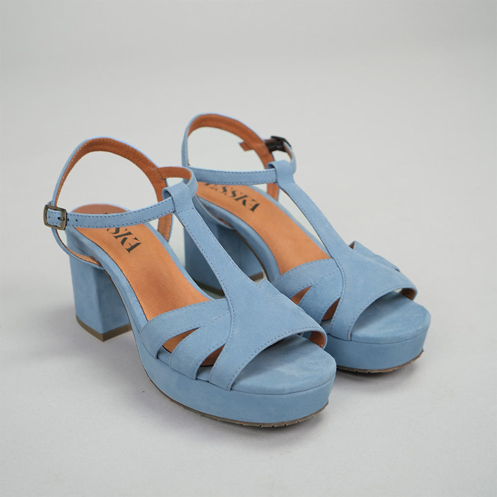 Charlie WIDE Blue Mid Sandal by Esska