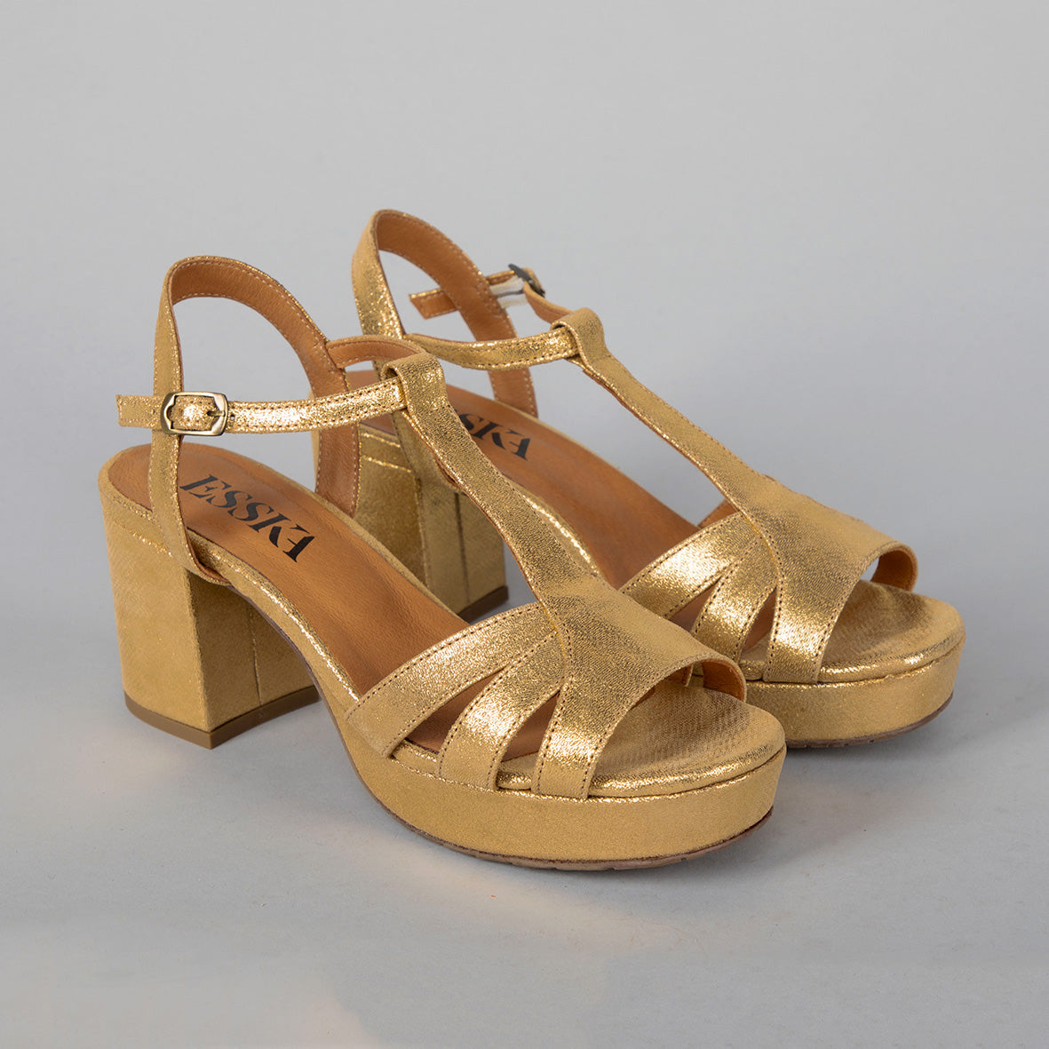 Wide gold hot sale heels