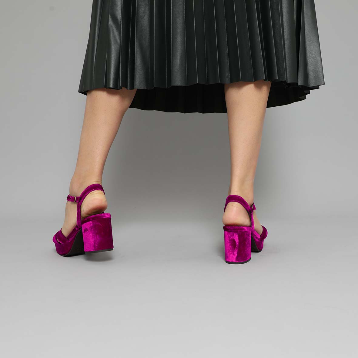 Charlie NARROW Velvet Magenta Mid Sandal by Esska