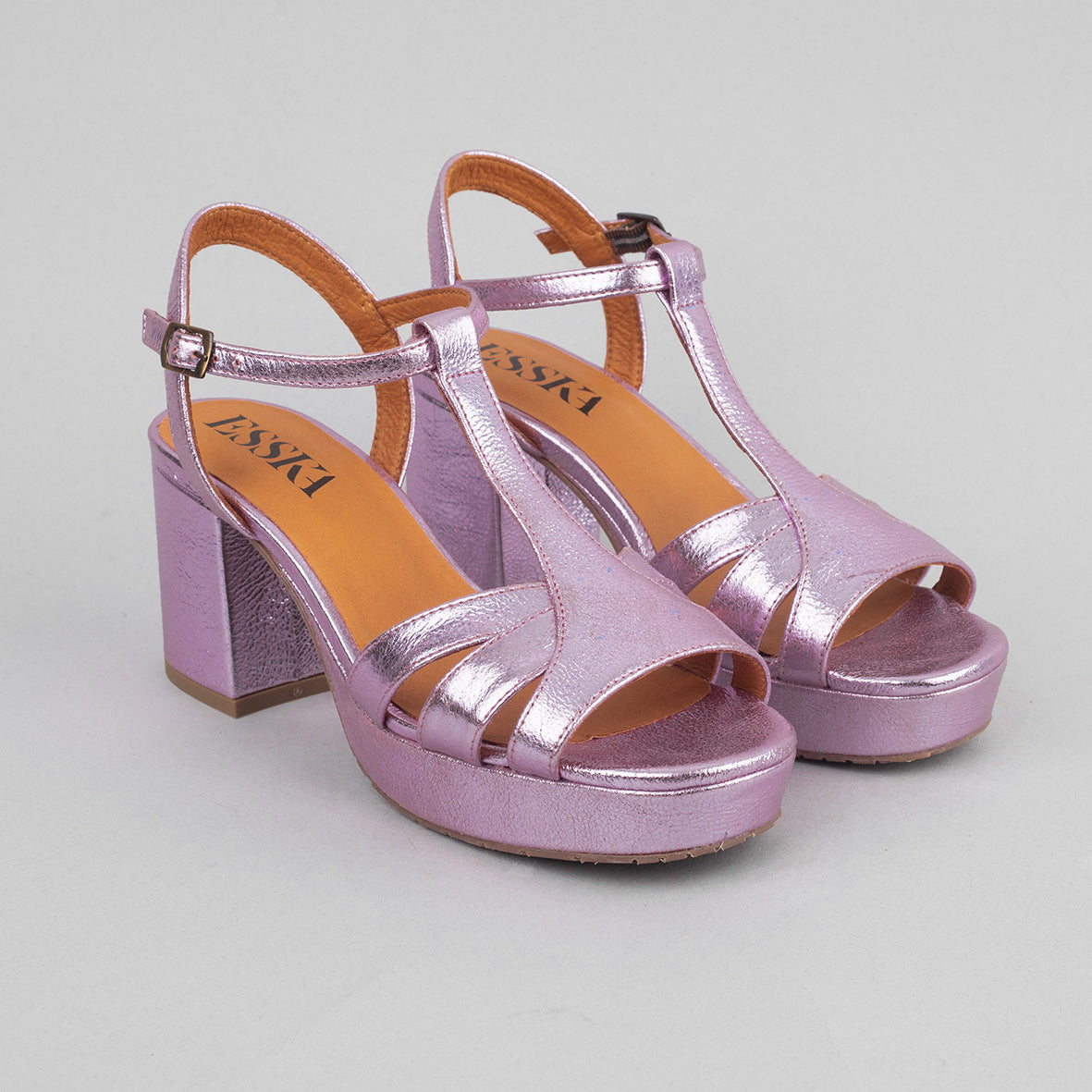 Charlie Metallic Lilac Mid Sandal by Esska