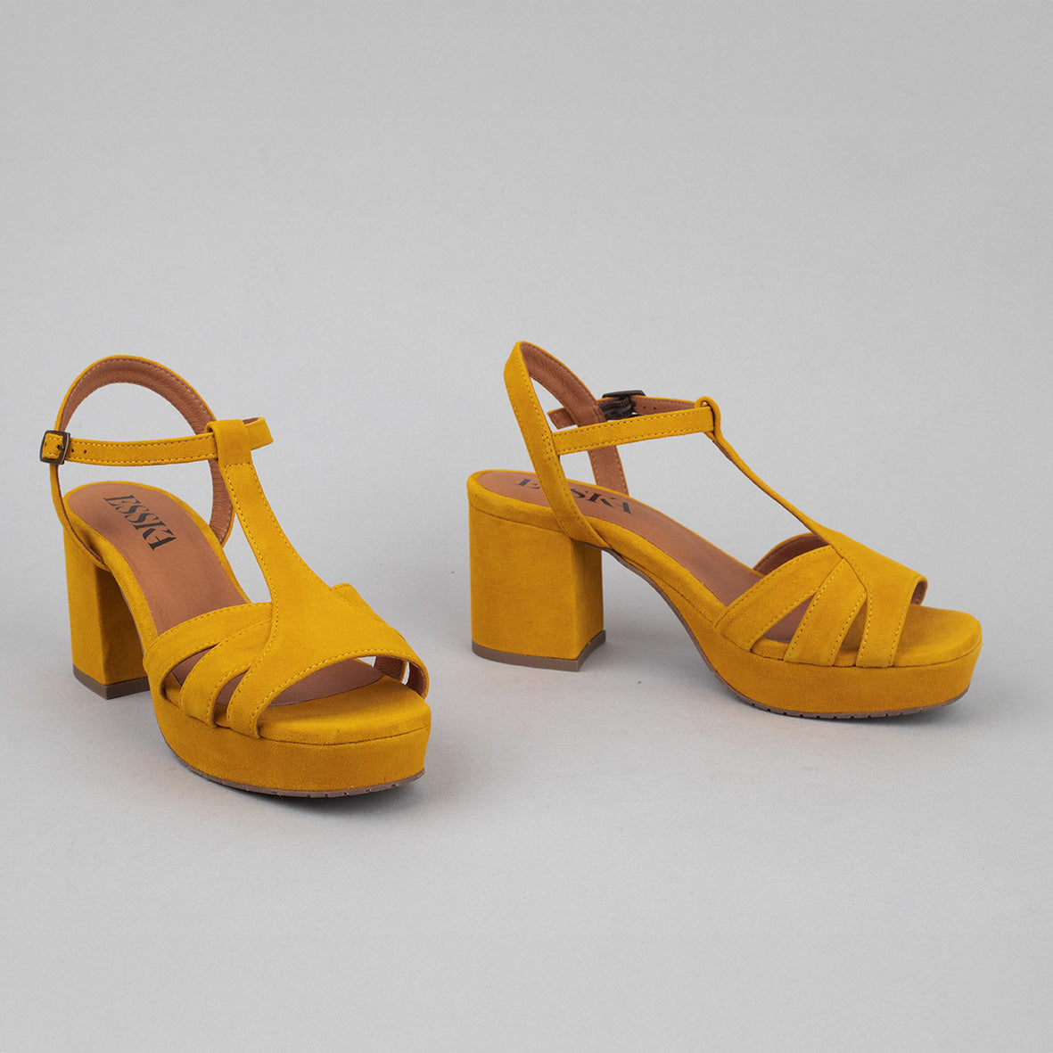 Charlie Mustard Mid Sandal by Esska