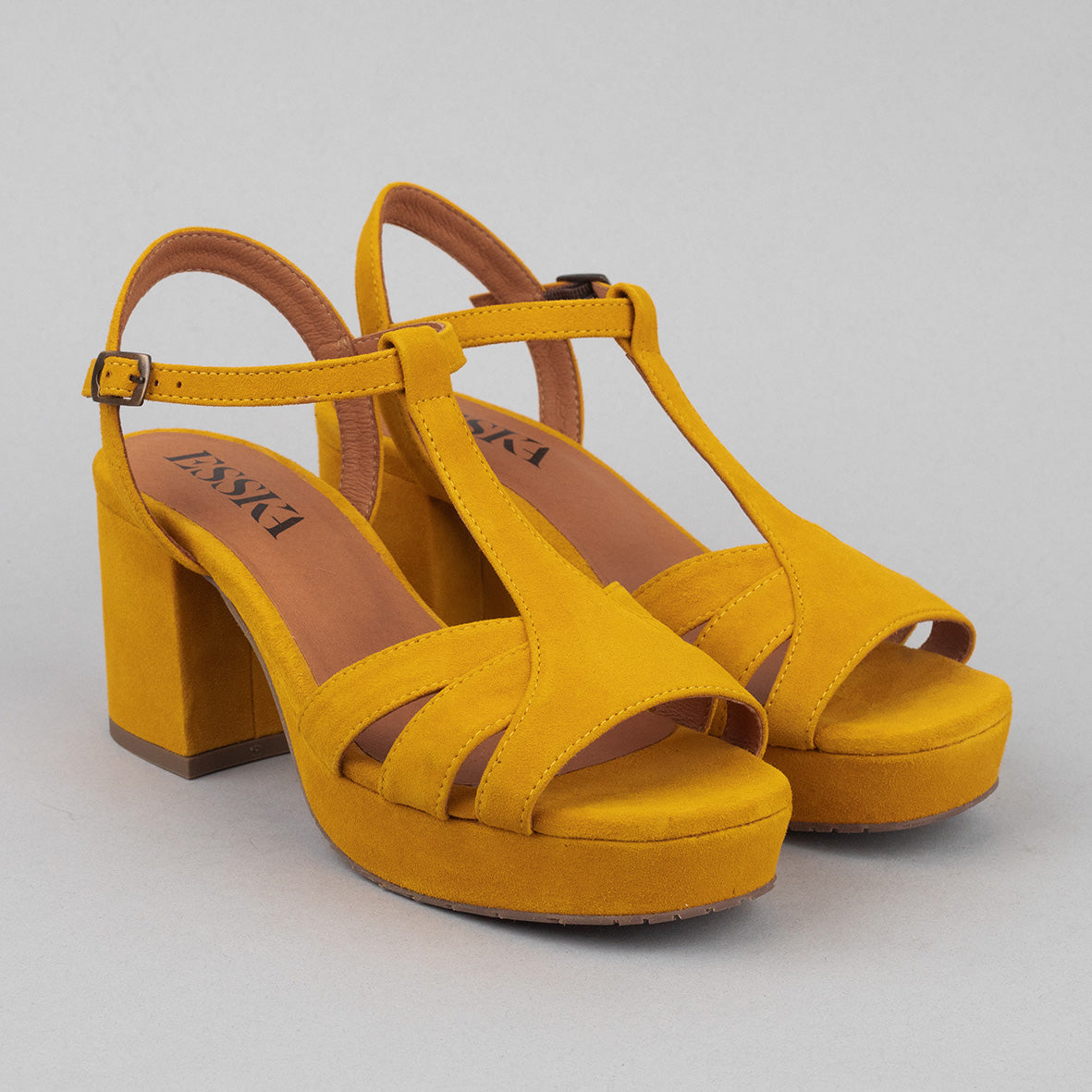Charlie Mustard Mid Sandal by Esska