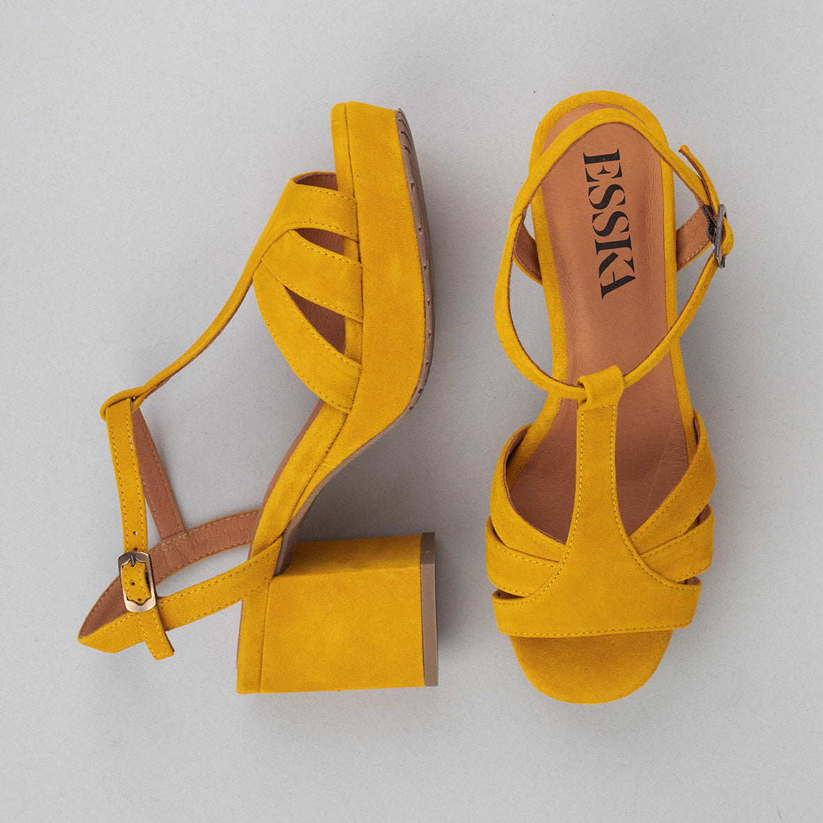Charlie Mustard Mid Sandal by Esska
