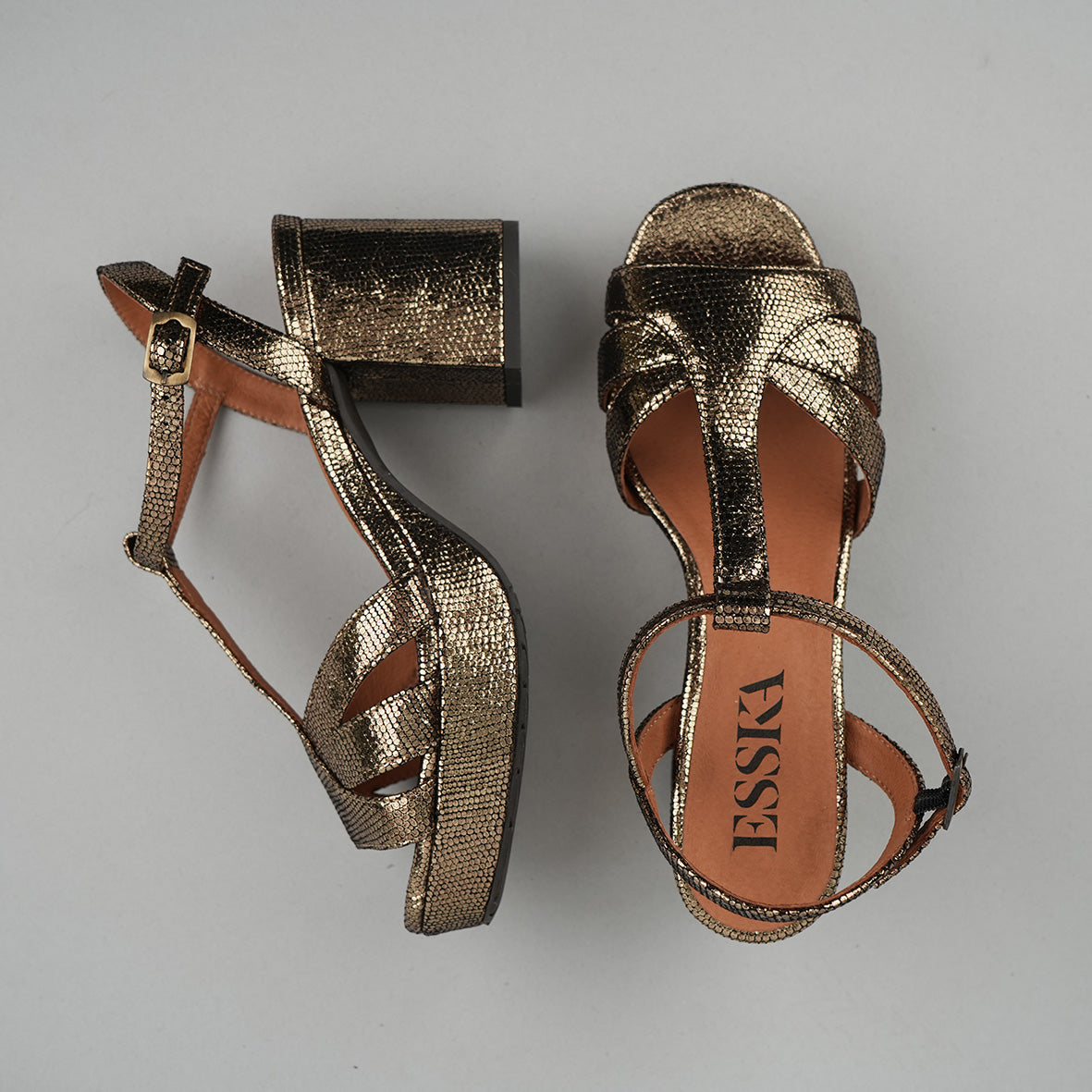 Charlie WIDE Onyx Mid Sandal by Esska