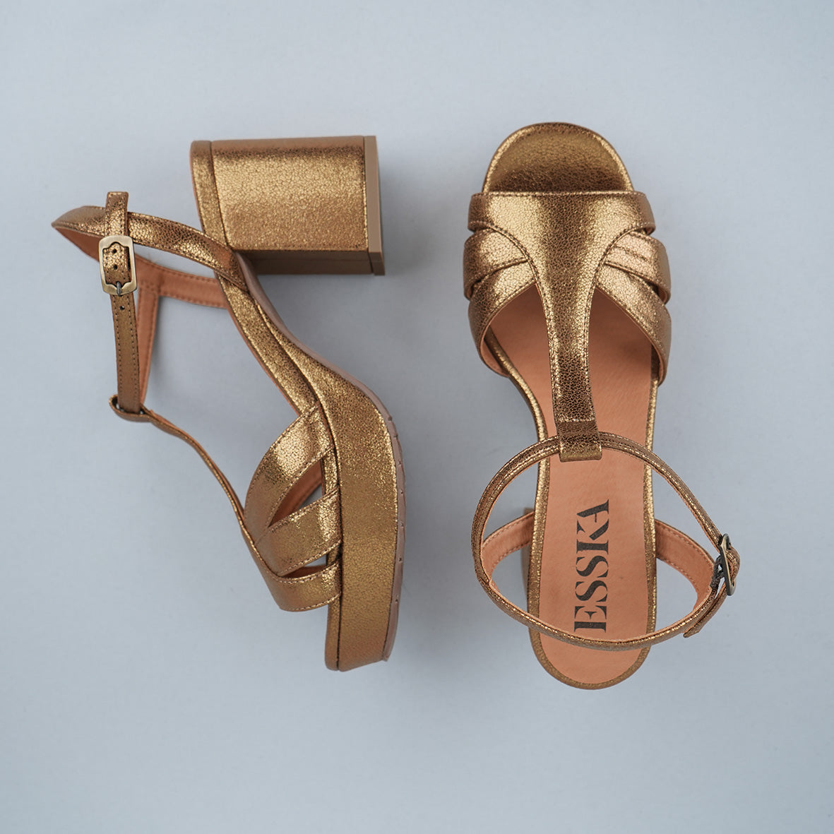 Charlie Vegan Bronze Mid Sandal by Esska Shoes Ltd