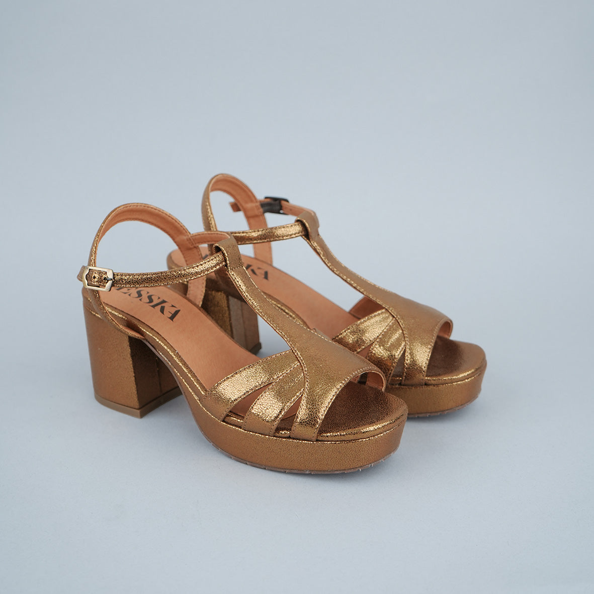 Charlie Vegan Bronze Mid Sandal by Esska Shoes Ltd