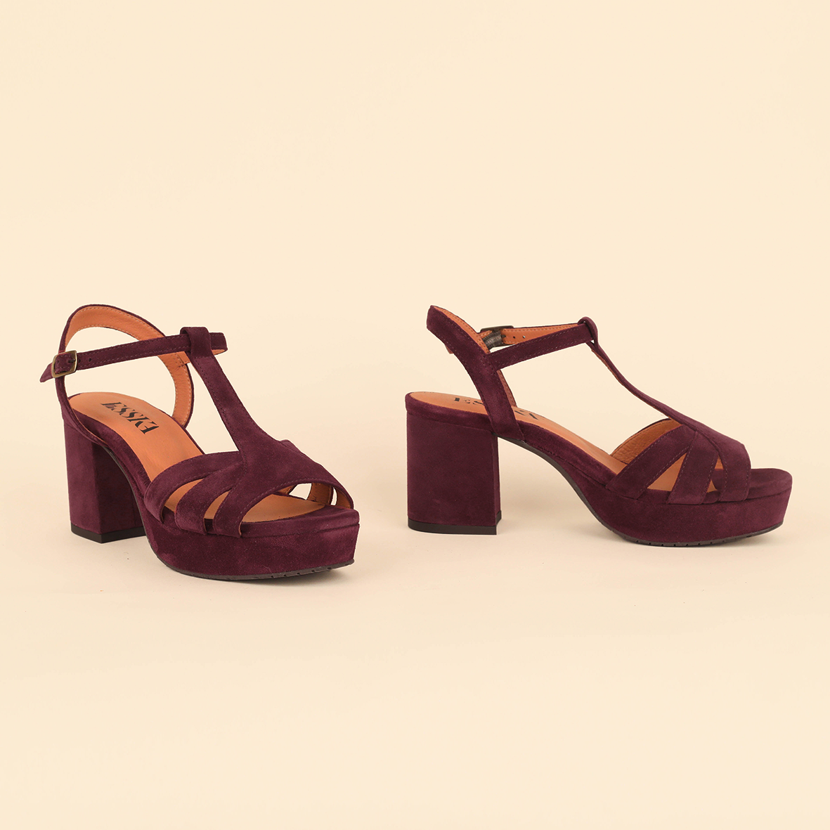 Charlie WIDE Plum Mid Sandal by Esska