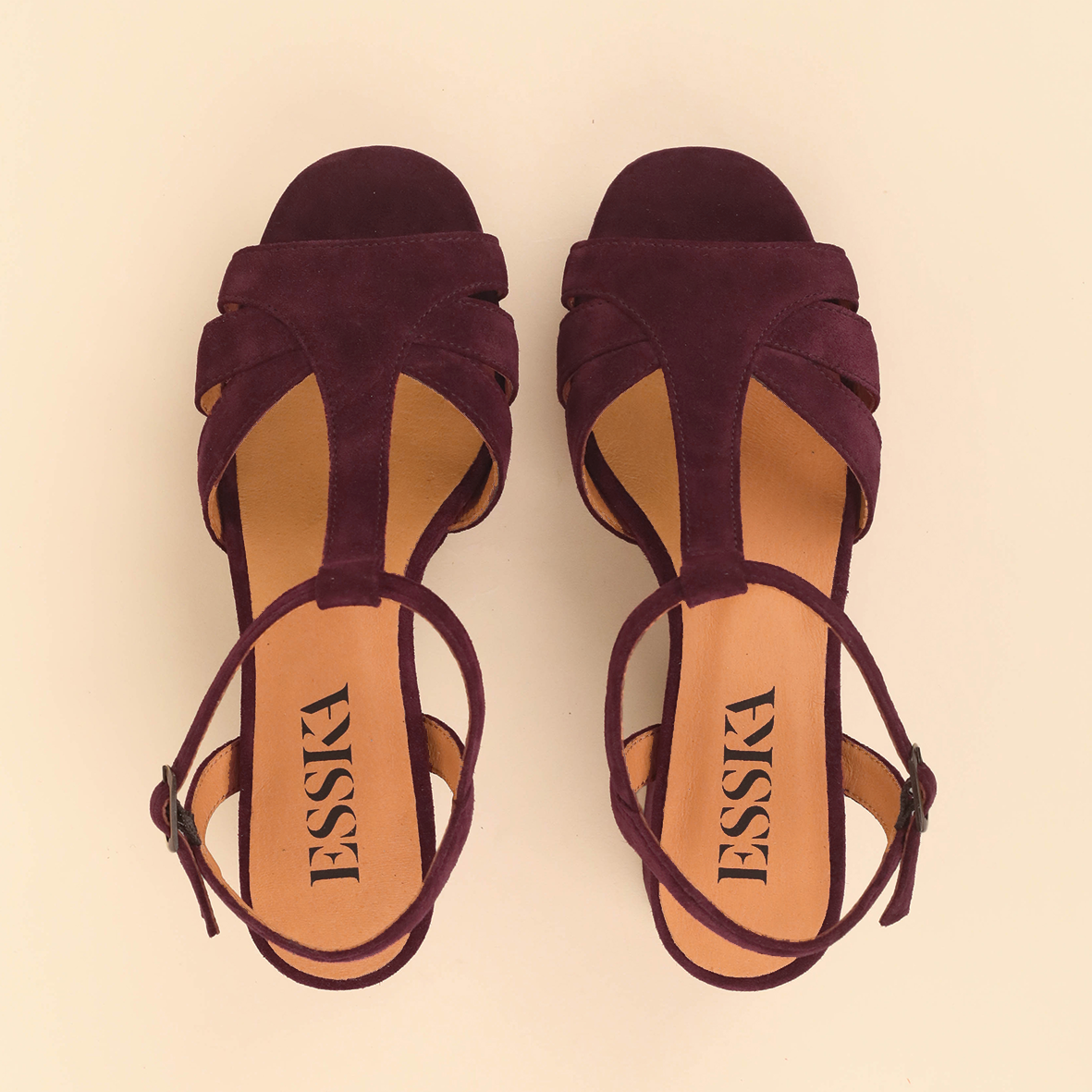 Charlie WIDE Plum Mid Sandal by Esska