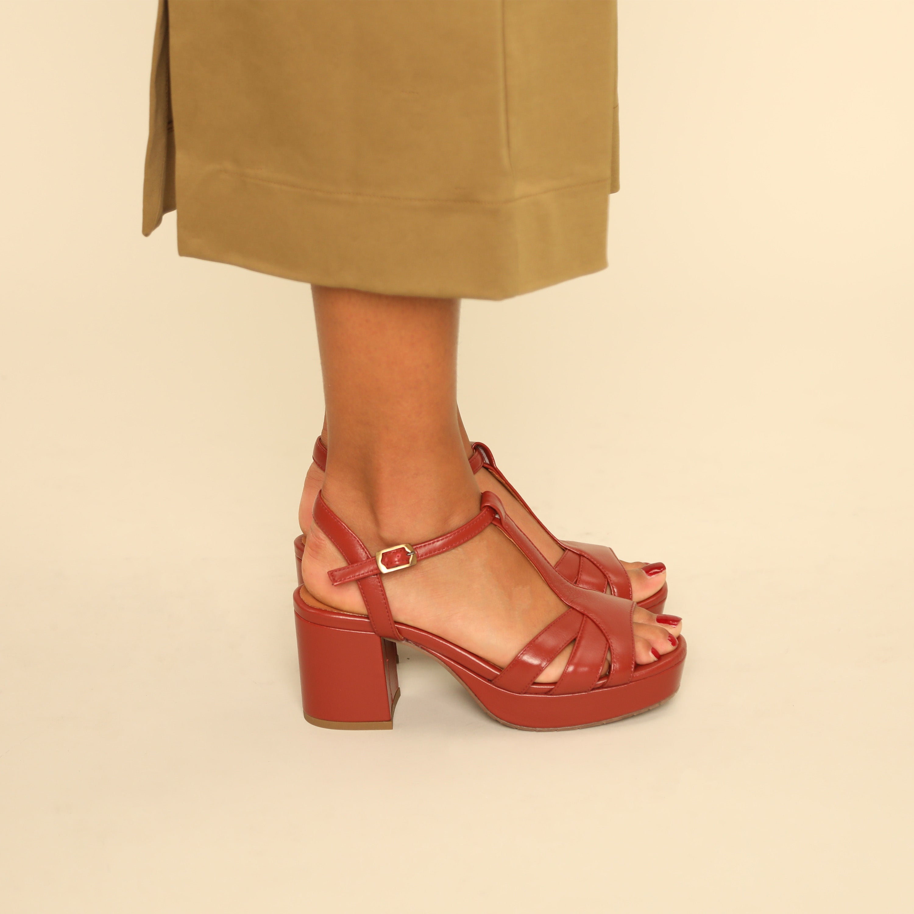 Charlie Rosewood Mid Sandal by Esska