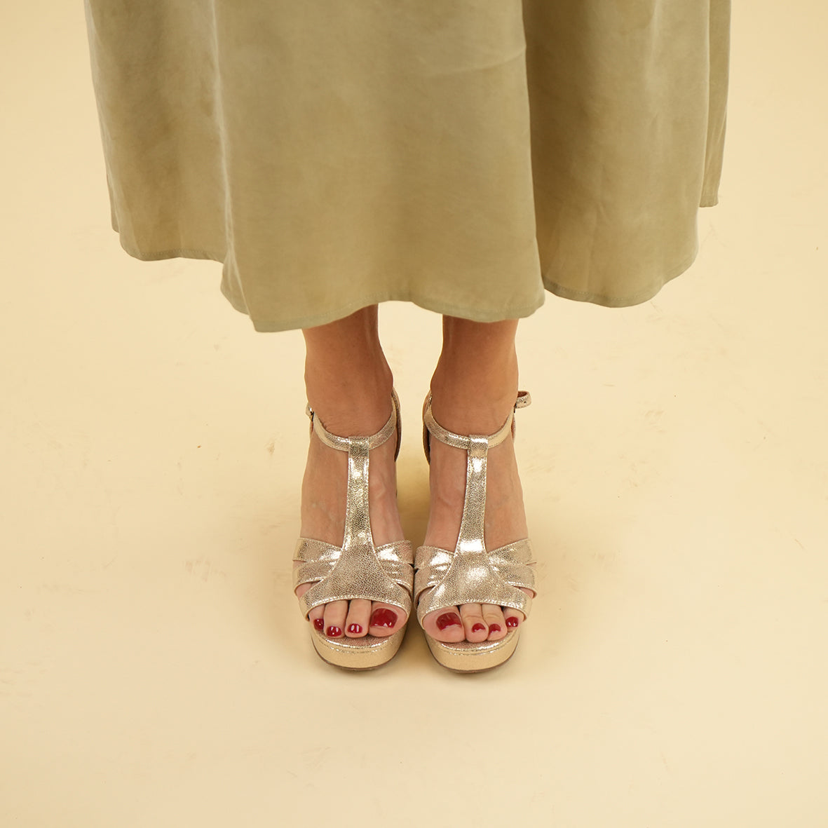 Charlie Vegan Platinum Mid Sandal by Esska Shoes Ltd