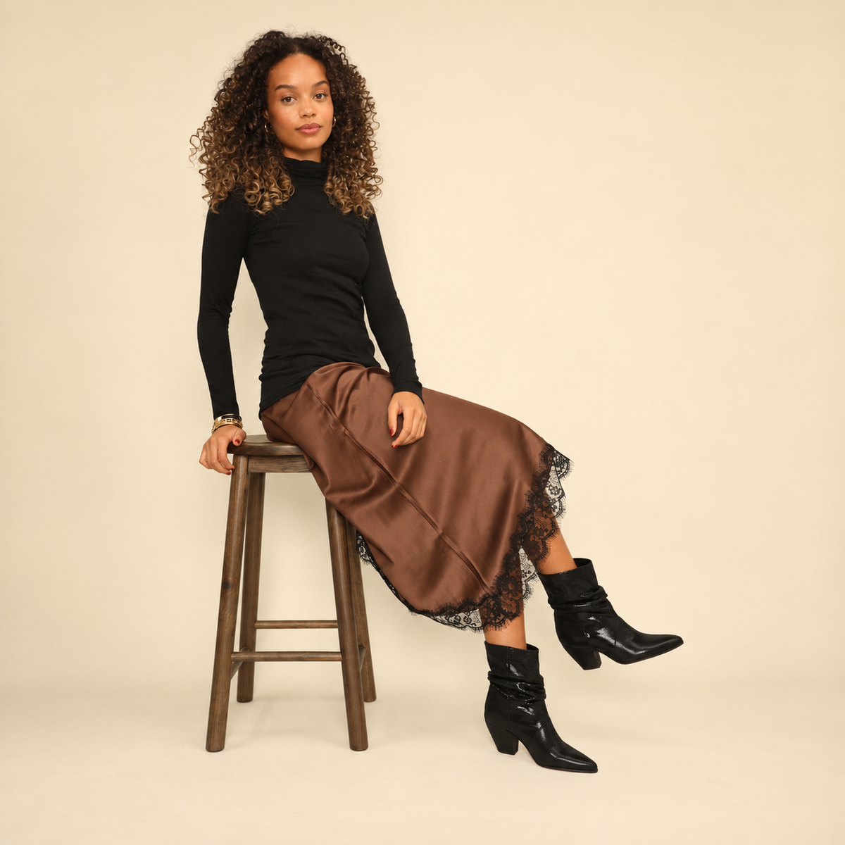 Ember Metallic Black Mid Boot by Esska