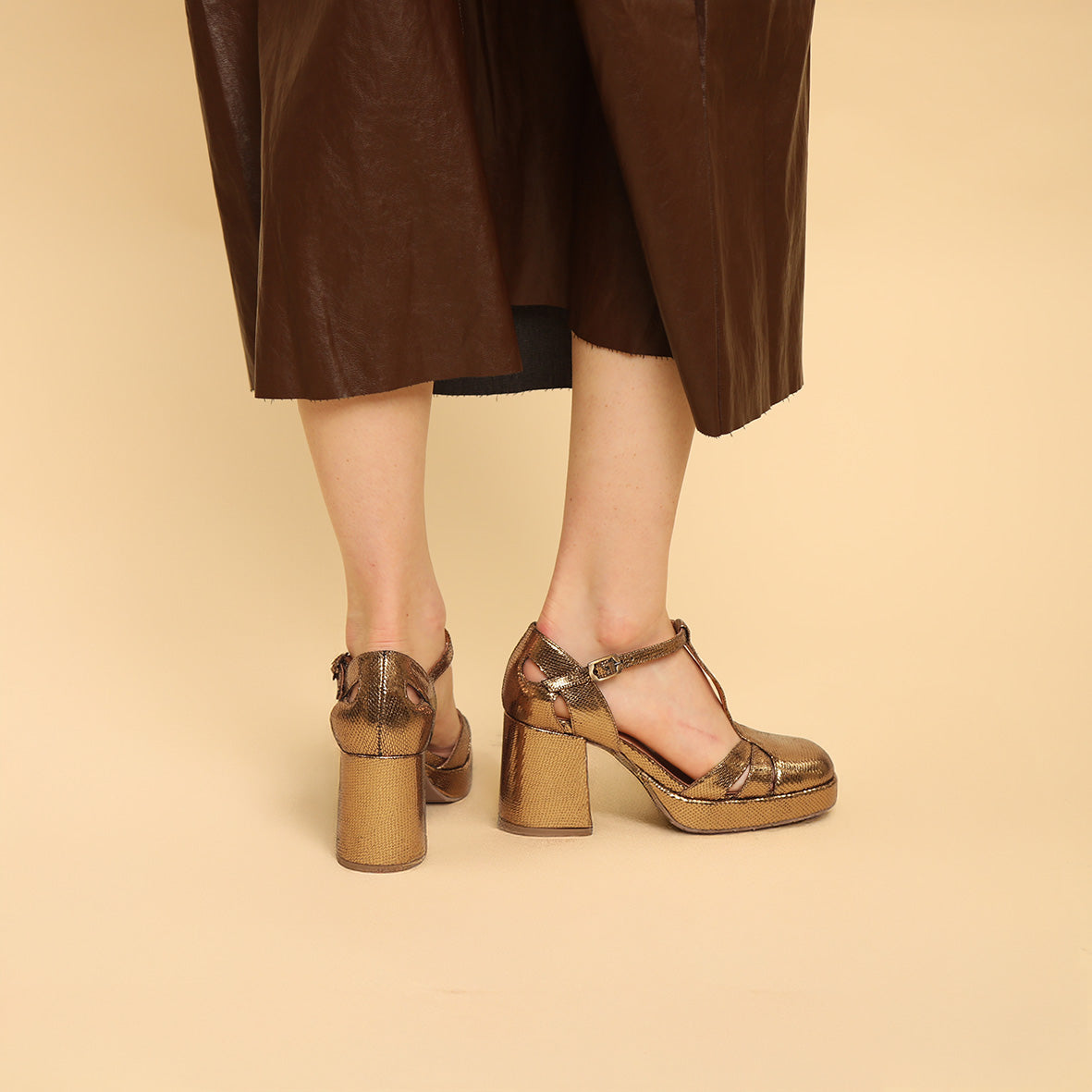 Chaza Gold Neptune Mid Shoe by Esska