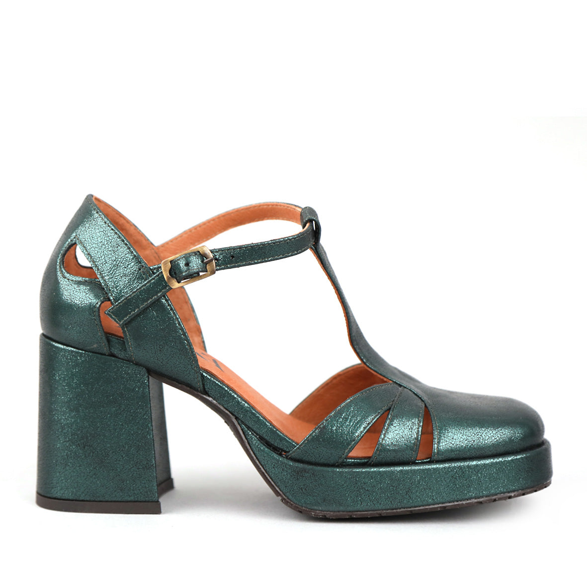 Chaza Metallic Green Mid Shoe by Esska