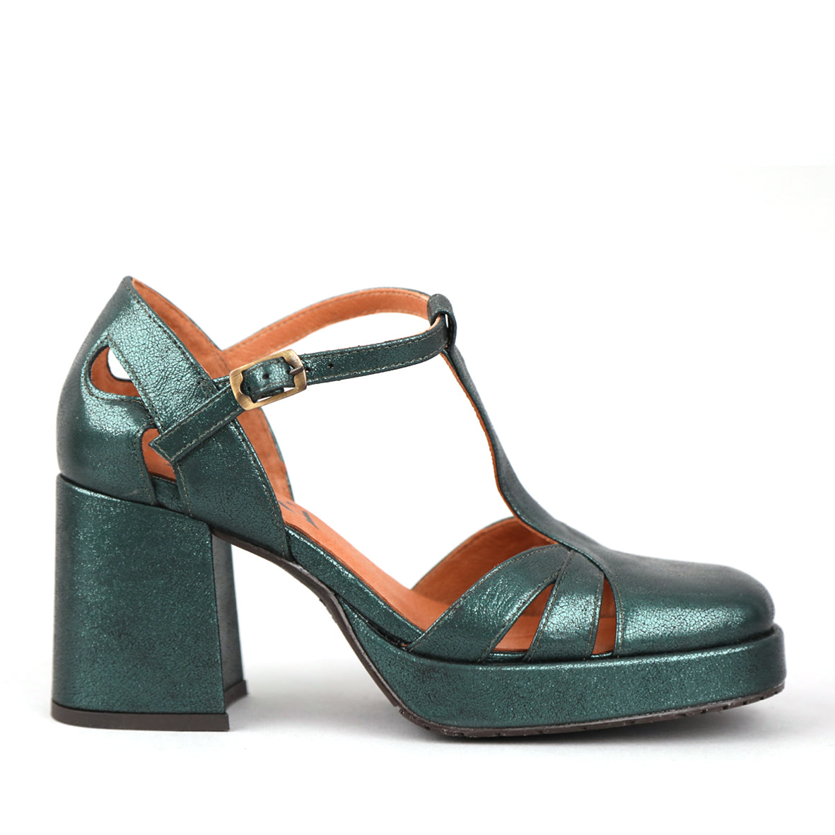 Chaza WIDE Metallic Green Mid Shoe by Esska
