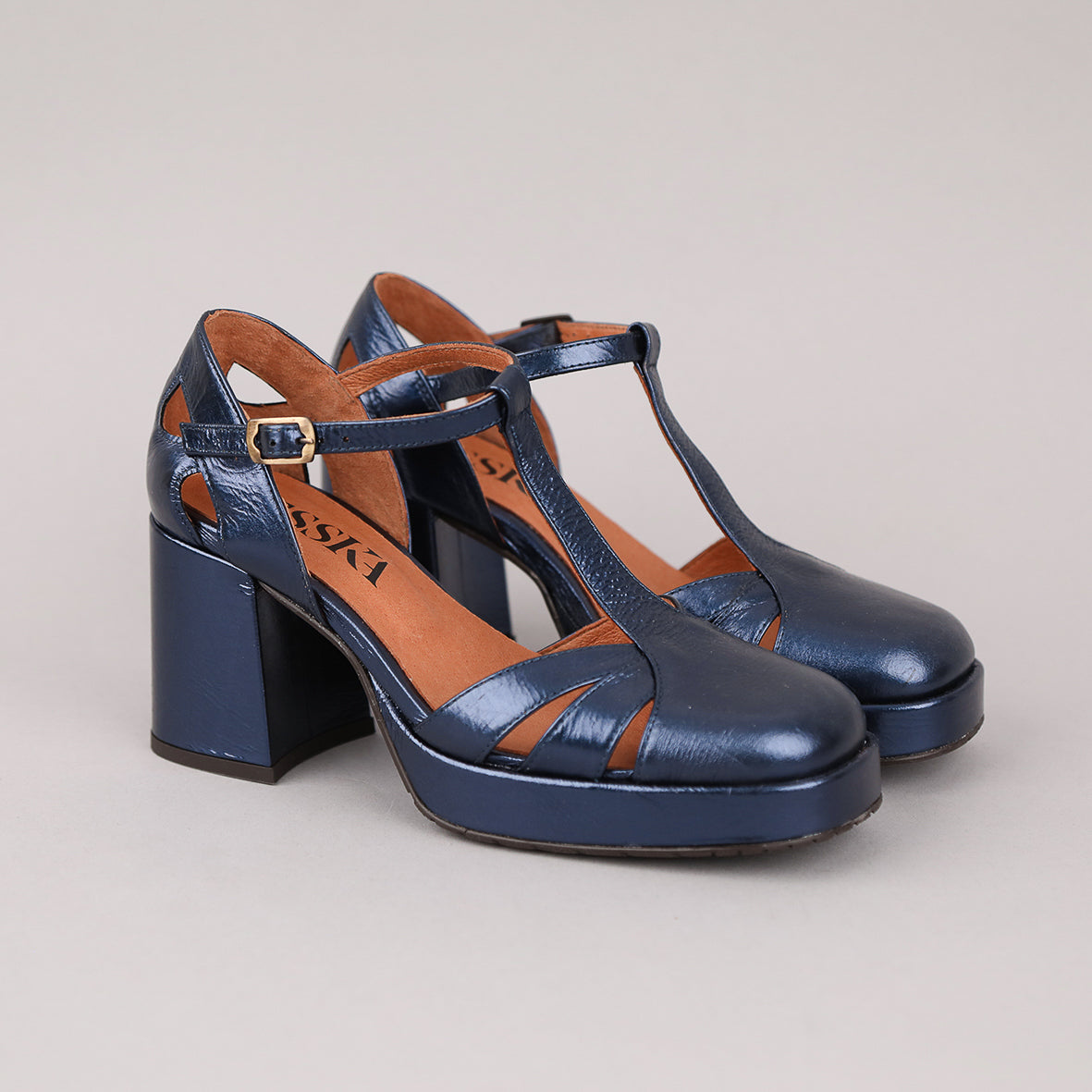 Chaza Metallic Navy Mid Shoe by Esska