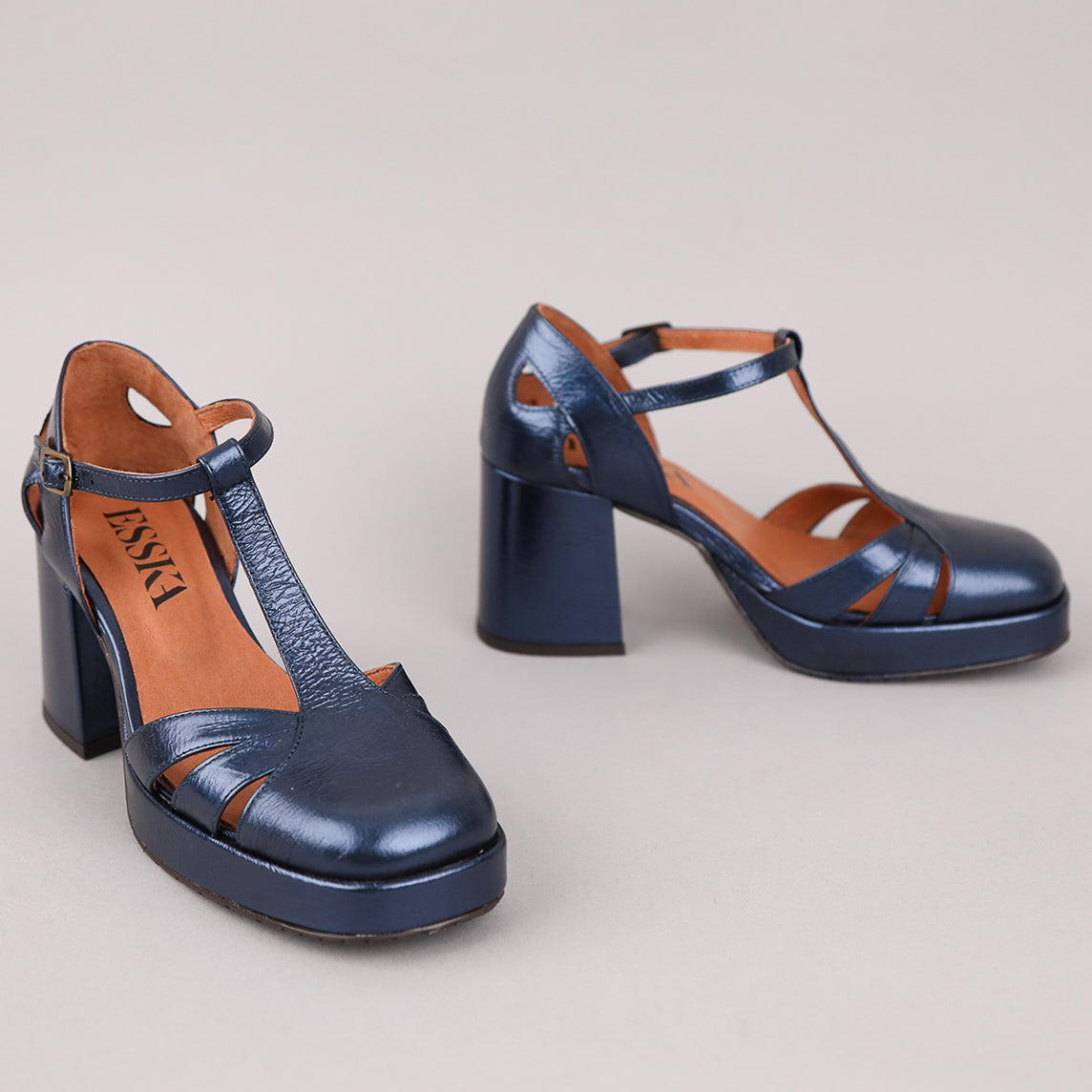 Chaza Metallic Navy Mid Shoe by Esska