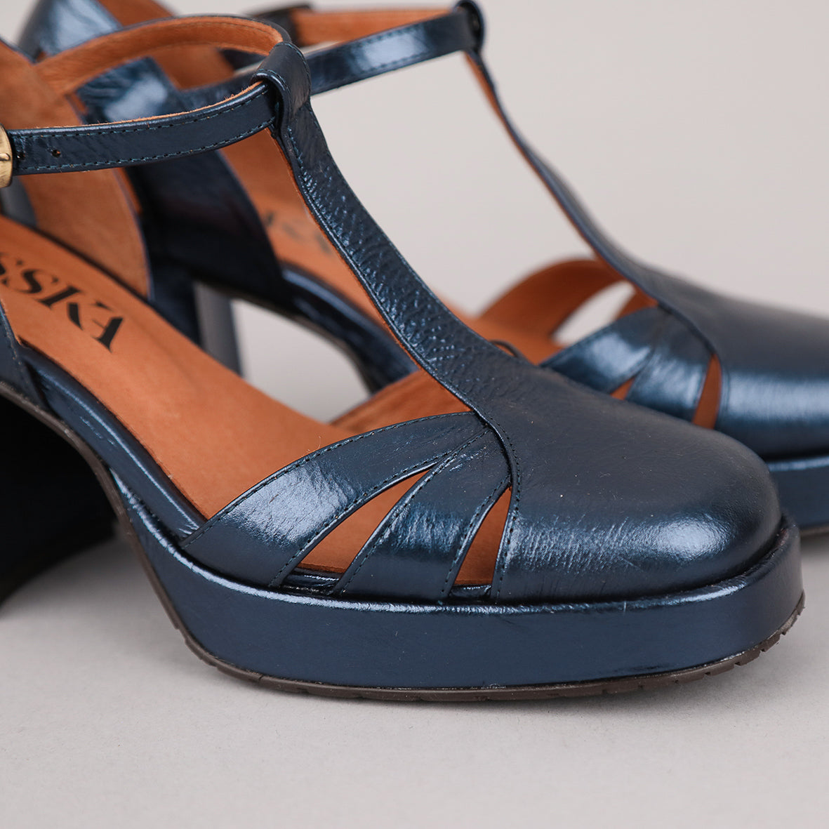 Chaza Metallic Navy Mid Shoe by Esska