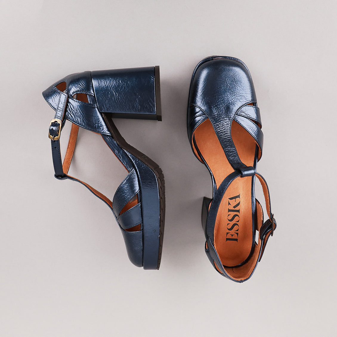 Chaza Metallic Navy Mid Shoe by Esska