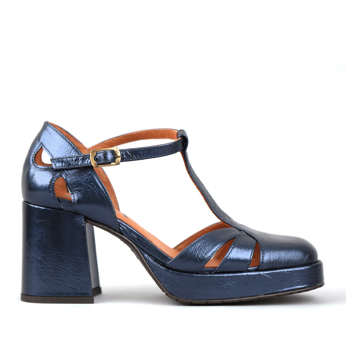 Chaza Metallic Navy Mid Shoe by Esska
