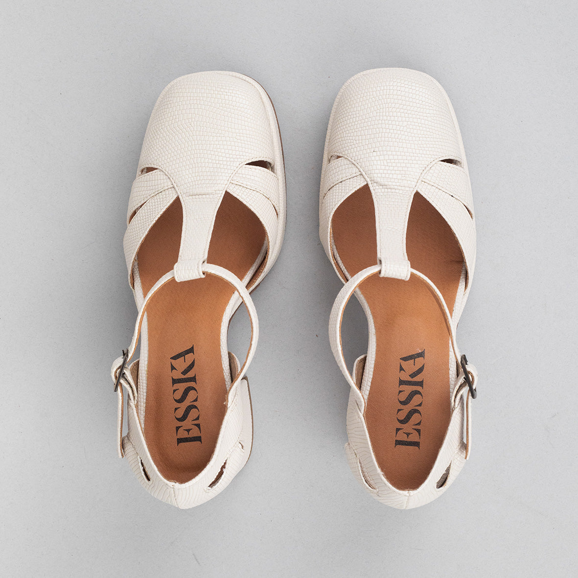 Chaza WIDE Vegan White Mid Sandal by Esska