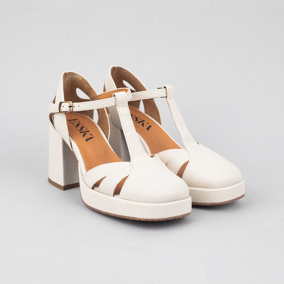 Chaza WIDE Vegan White Mid Sandal by Esska