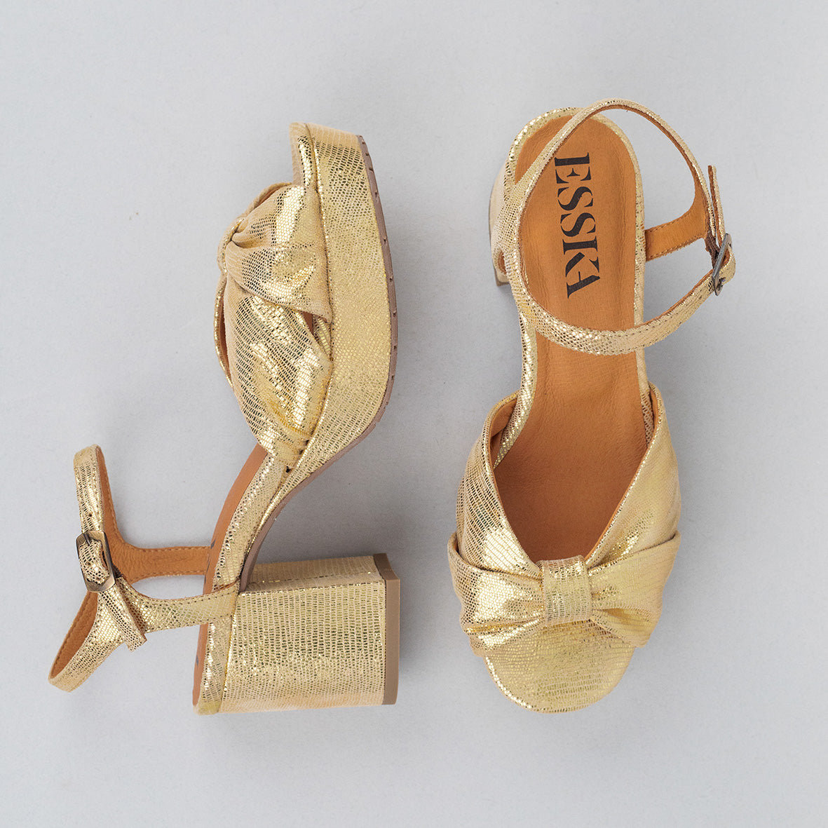 Chilli WIDE Gold Mid Sandal by Esska Shoes Ltd