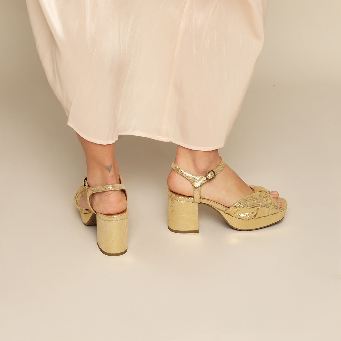 Chilli WIDE Gold Mid Sandal by Esska Shoes Ltd