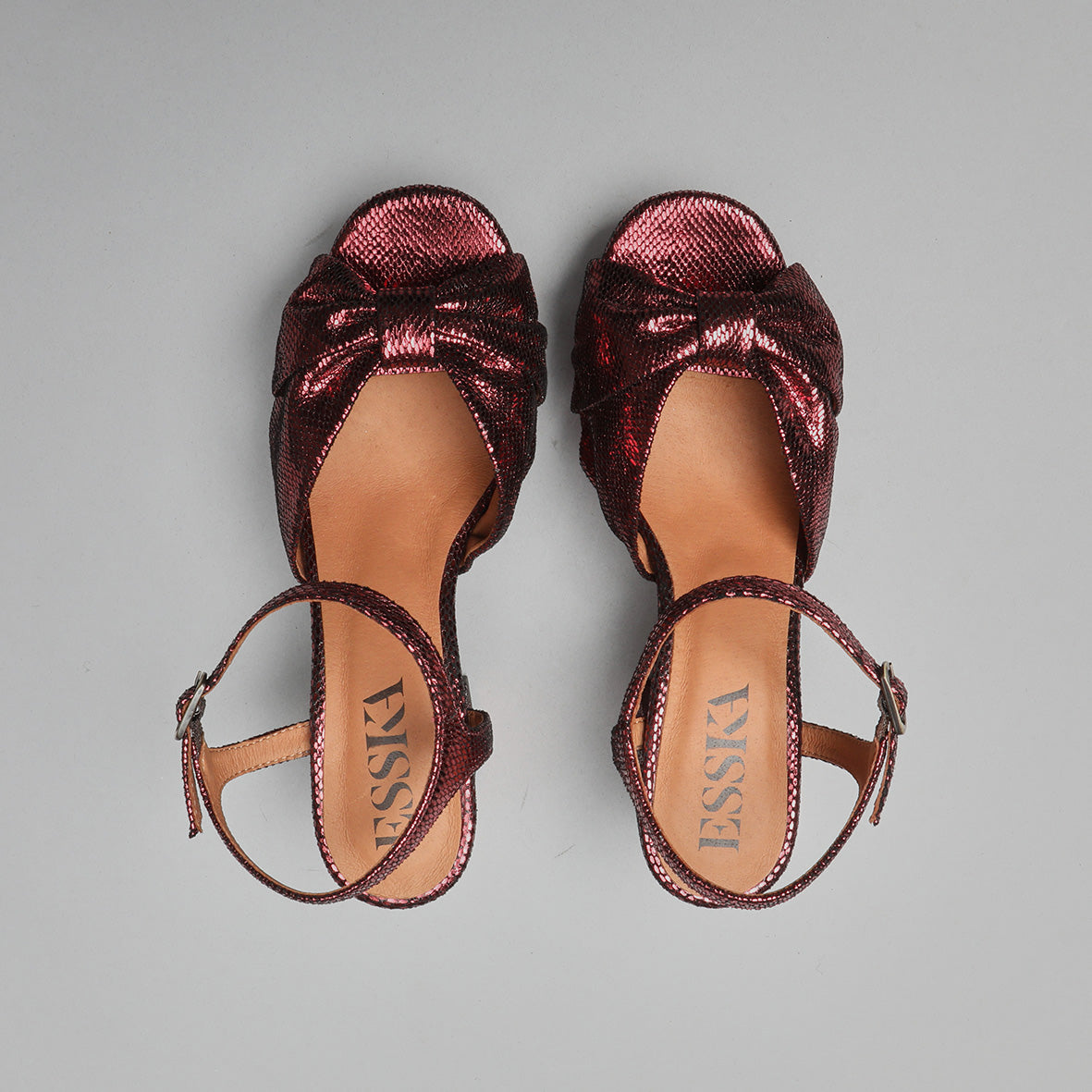 Chilli Metallic Burgundy Mid Sandal by Esska Shoes Ltd