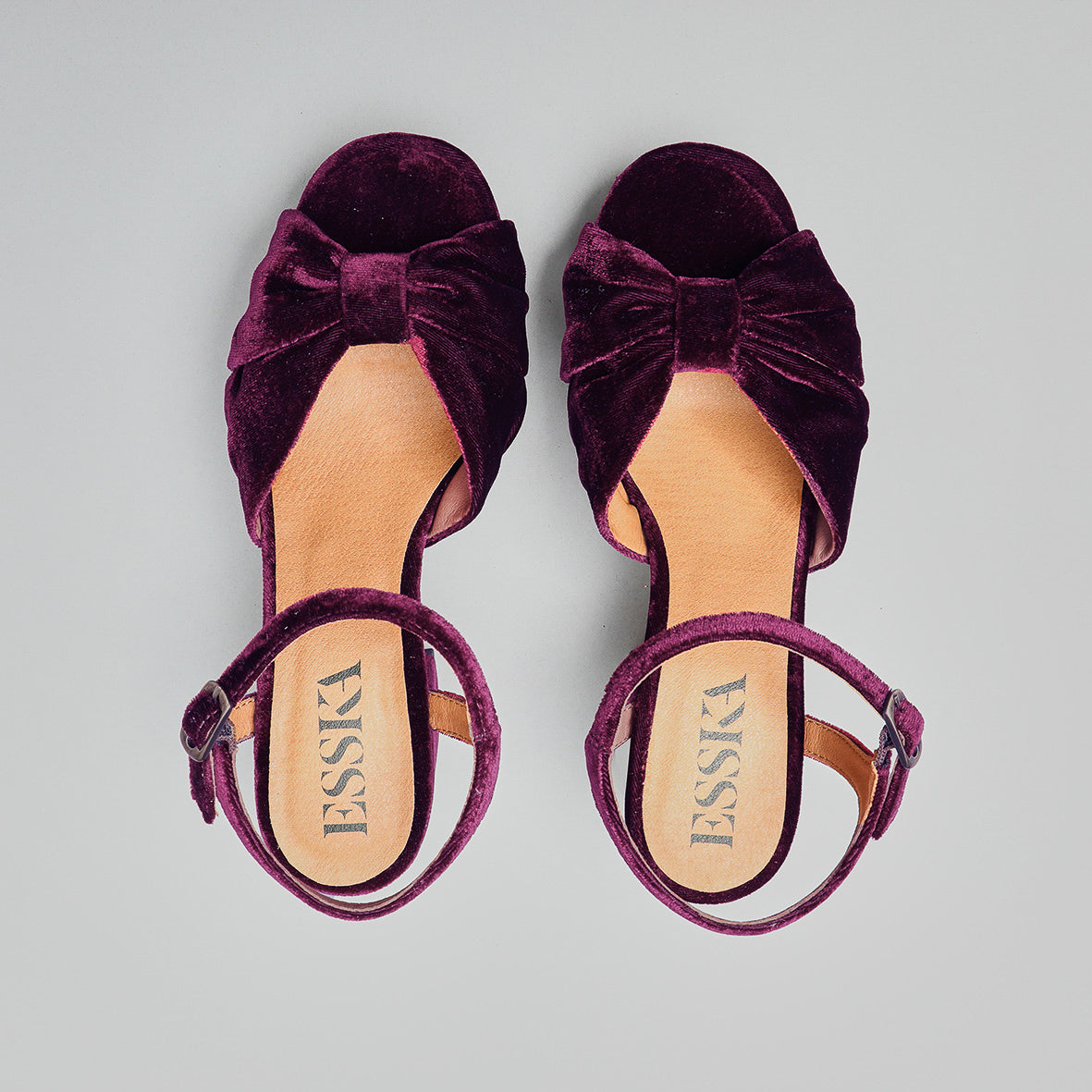 Chilli Velvet Aubergine Mid Sandal by Esska Shoes Ltd
