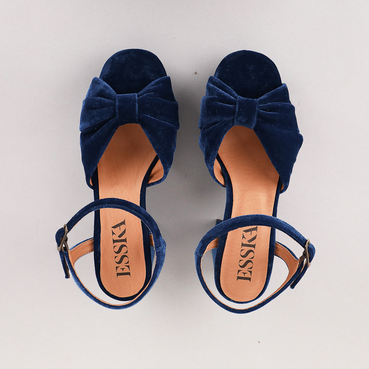 Chilli Velvet Duck Blue Mid Sandal by Esska Shoes Ltd
