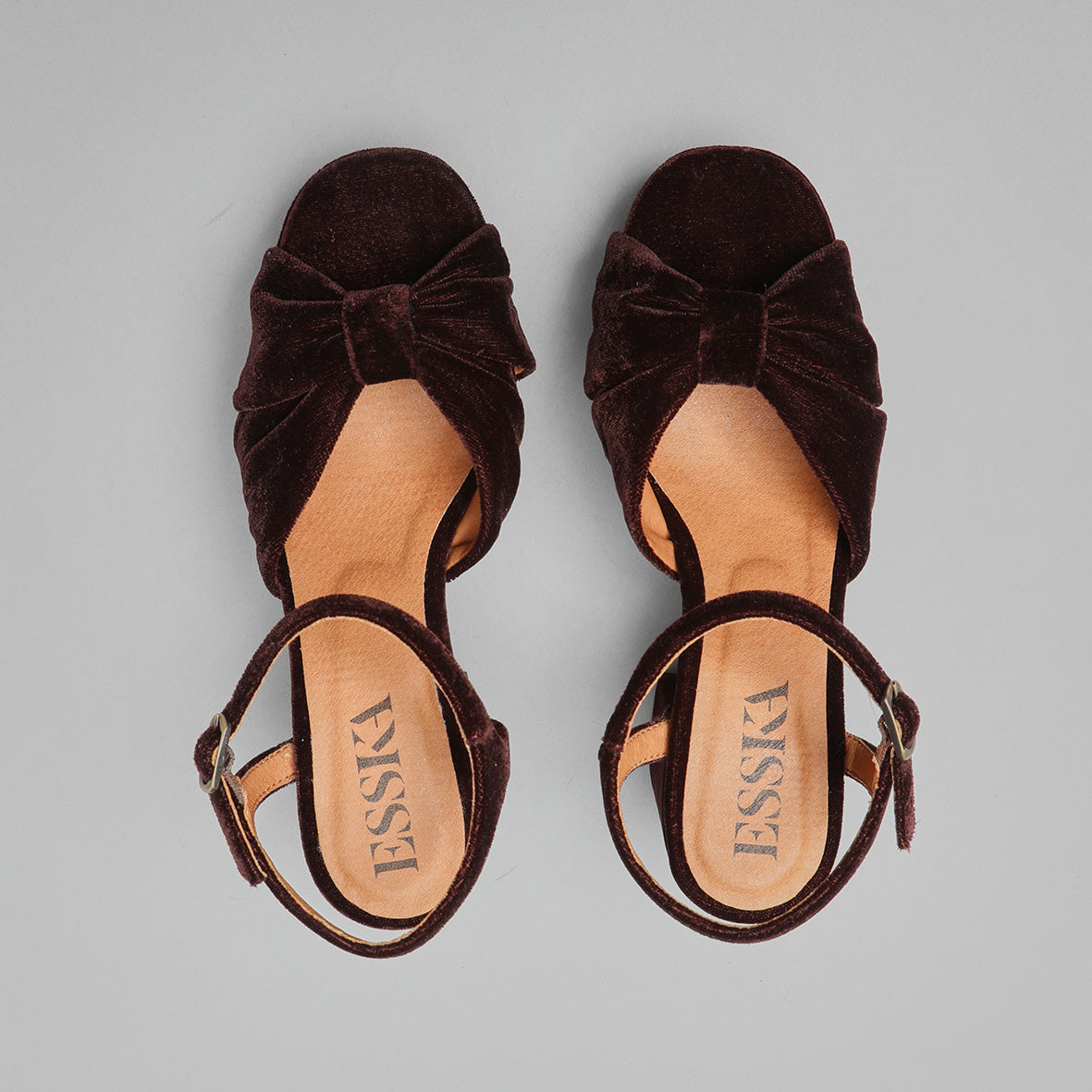 Chilli Velvet Dark Brown Mid Sandal by Esska Shoes Ltd