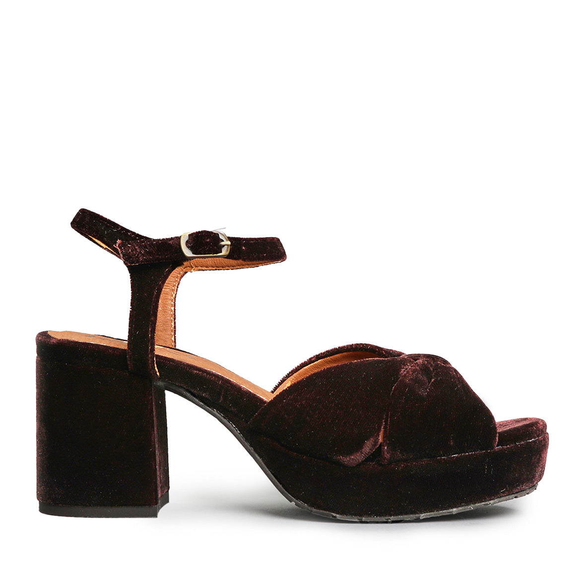 Chilli Velvet Dark Brown Mid Sandal by Esska Shoes Ltd