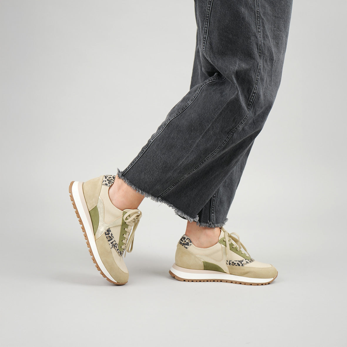 Cinda Beige & Leopard Trainer by Esska